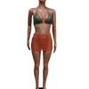 Kadın Mayo Seksi İki Parçalı Bikini Set Kıyafetler Tatil Asılı Boyun Sutyen Backless Mesh Plaj Suit Mayo Beachwear