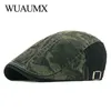 Wuaumx Printemps Automne Camouflage Bérets Chapeaux Hommes Femmes Fishbone Caps Coton Lavé Journal Garçons Cap Cabbie Ivy Chapeau Plat Réglable J220722