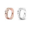 2022 New Mother's Day Rings Authentique 925 Sterling Silver Sparkling Triple Band Ring Fit Pandora Style Femmes Hommes Rose Couleur Bague Cadeau 199400C01 189400C01