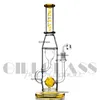 13.5 pulgadas Reciclador Bongs Tubo de bobina Vaso de vidrio Bong Timón Percolador Tuberías de agua Panal Perc Bubbler Pipe con 14 mm tazón de vidrio hookah