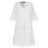 Zanzea Bohemain Lace Dress Women s Summer Sundress Fashion Flare Sleeve Kne Längd Vestidos Female Hollow Cotton Robe 220613