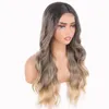Perruques synthétiques Ash Blonde Lace Front Hairline Wig Ombre pour femmes femmes Cosplay Er Long Natural Wave Hair