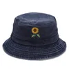 Bérets laver Vintage vieux chapeau de pêcheur dames tournesol brodé soleil extérieur bassin seau marguerite pour femmes homme unisexebérets