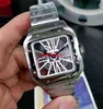 2022 新着高品質腕時計マンクラシッククォーツムーブメントメンズ腕時計デザイナーステンレススチールブレスレット新着腕時計ギフトスケルトンフェイス 090
