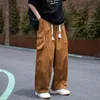 Men's Pants Coffee/Black Cargo Men Fashion Pocket Casual Mens Japanese Streetwear Loose Hip Hop Wide Leg TrousersMen's