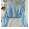 Długie rękawowe cienkie oddychające koszule kobiety koronkowe dziobowe bluzka bluzka odzież marszki przeciwsłoneczne Ochrona przed okładkami 220714