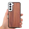 Coques de téléphone en bois naturel pour Samsung Galaxy S22 Ultra couverture arrière en placage en bois et cadre en TPU souple