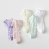 Meias de seda de gelo infantil meias de renda pura cor de algodão pura coloração recém -nascida verão menina