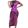 Party Dresses Women Long Elastic Short Sleeve Sexy Lady Bodycon Robe Samoan Polynesian Tribal Pattern Woman Dress