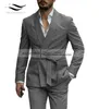 Men's Suits Blazers Mens Blazer luxery designerstyle Western Tailored Suit Lapel Belt Tuxedo Gentleman Texture Solid Color Unique Design Ca 220826