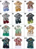 1-7 jaar peuter babyjongen shorts kleding sets Hawaiian outfit baby kinderen bladeren bloemen bedrukte boog t-shirt top   short suit zomer M4137