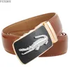 Riemen Hoge Kwaliteit Mannen Lederen Riem Echte Tailleband Fashion Designer Automatische Gesp Crocodile Strap Bruin 130 cm Gift