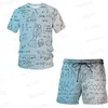 Homens definir agasalho para homem roupas de grandes dimensões matemática fórmula t camisa shorts sportswear mens tshirts moda terno verão streetwear 220726