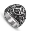 عالي الجودة Rertro Black Silver Gold Men Mason Mason Freemasonry Ring Jewelle Wholesale Retail Masonic Signet Jewelery