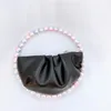 Kvällspåsar Pearl Circular Bag For Women Rhinestone Handväskor Fashion Ladies Party Round Clutch and Wedding Purseevening