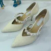 Baotou – chaussures de mariage blanches de marque célèbre, robe formelle de banquet de mariage, décoration de perles collantes faites à la main, talons hauts de princesse nobles et élégants