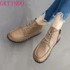 GKTINOO 2021 VINTAGE STYEL Oryginalne skórzane botki płaskie botki Soft Cowhide Buty Buty kostki Zapatos Mujer 201102