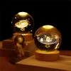 3D Kristallkula Glas Nattlampa RGB Fjärrkontroll Galaxy Starry Sky Moon Lights för hembordslampor 3D Touch Switch Lampsockel