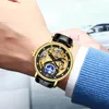 Zegarek zegarki szkieletowe zegarki mechaniczne automatyczne zegar mężczyźni Tourbillon na rękę Księżyc Gold Waterproof Mężczyzna MALOGIO MASCULINO KinyuedWristw