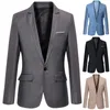 Mode hommes couleur unie à manches longues revers Slims Blazer costume manteau vêtements d'extérieur grande taille mâle Blazers hommes manteau mariage goutte 220527