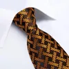 Bow Ties Dibange Mens Neckite Gold Brown Silk Wedding krawat dla mężczyzn nowość