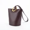 Evening Bags Vintage Gold Ring Italy Imported Cowhide Bucket Handbag Single Shoulder Dark Brown