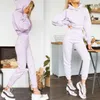 Женские две штуки брюки 2022autumn Simple Girls Women Crop Top Hoodies Sportswear Sours Thuren Дамы наборы