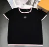 612 2022 Runway Summer Brand Stesso stile T Shirt Girocollo Manica corta Pullover rosa Maglioni da donna feiting