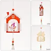 Kerstkamer decor houten huis kwastige hanger kerstboomdecoratie hangers