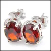 Brincos de garanhão jóias Luckyshine Gem Stone 4-Prong Oval Champagn Morganite Gemstone 925 Sier Plated For Mull Men Delivery 2021 GJTG7