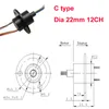 1PCS Spanning 220VAC/DC Stroom 2A Geleidende slipring Dia.22 mm 8ch 12Ch Draden Verzamelingring Elektrische roterende verbindingsconnector voor PTZ Gimbal Diy Model Roterende onderdelen