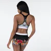 Kobiety Designant Swimwear Bez Rękawów Kamizelka Biustonosza + Spodenki Kostium Pływacki Lato 2 Sztuka Zestaw Moda Stroje Listowe Druku Swimsuit Bodycon Dres Wygodne