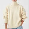 Women's Sweaters Women's Autumn Winter Sweater Women Solid Blue Turtleneck Loose Knitted Pullovers Oversize Casual Long Sleeve Jumper