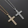 Cubic Zirconia Cross Pendant Halsband 3mm Twisted Rope Chain Real Gold Silver Plated Copper Bling Zircon Necklace For Men Gifts Fashion Design Women Hip Hop Jewelry