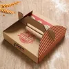 AANPASSE TE TEKENSPIZZA PACKAGING BOX OEM/ODM Food Grade Coated Paper Pizza Carton Boxes met handvat 7/8/9/10/11/12/13/14/15/16/17/18 inch draagbare vormpakket