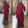 Casual Dresses Verlena 2022 Gruba Jesień Zima Dzianiny Maxi Sukienka Kobiety Plus Rozmiar Z Długim Rękawem O-Neck Bandaż Bodycon Black