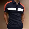 Summer Stripe Splicing Print Golf Polos T-shirt för män Slim Fit Zipper Lapel Kort ärm Casual Fitting Polo Tshirt PLS-88