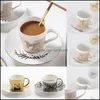 Tasses soucoupes miroir dynamique réflexion tasse à café assiette tasse en céramique cheval anamorphique créatif maison Drinkware thé plat ensemble cadeau goutte livraison