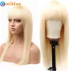 Eotltiue Silky Straight Human Hair Wigs 613 Blonde Brazilian Remy With Bangs Machine None Lace Front 220608