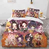 Juego de cama Demon Slayer con dibujos animados de Anime Kamado Tanjirou Nezuko Rengoku Giyuu, funda nórdica, fundas de almohada, edredón para niños, decoración de dormitorio