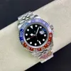 Orologio Mens 자동 기계식 시계 41mm 풀 스테인레스 스틸 레드 블루 세라믹 Sapphire Glass Super Luminous Wristwatch Montre de Luxe