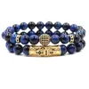 Beaded Strands Europe And The United States Sell Money Blue Tiger Eye Stone Micro Zircon Ball Set In A Modern Elbow Bracelet Trum22