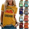 T-shirt feminina Bring On the Sunshine Letter Print Top Tees O Pescoço Manga curta Camista casual 220511