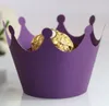 Düğün Süslemeleri Kek Kağıt Kenar Kupası Gümüş Dantel Kağıt Tutucu Lazer oyuk Out Gold Crown Toptan