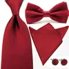 Bow Gine Men Cold Plann Satin Wide Supties Pocket Square Bowtie Cuff Link Set Lot BWSet0509BOW