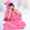 Kvinnors Sleepwear Höst Barn Ren Bomull Tjock Varm Badrock Lös Casual Hooded Cartoon Cape Handduk Sova Robe Boy and Girl Home Clothe