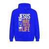 Mäns Hoodies Sweatshirts Jesus Hur Sanning Livet John Christian Bibel Verse Hooded Pullover för manliga bekväma grossistkläder