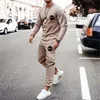 Men's T-Shirts Men Set Tracksuit Sportsuits Gentlemen T-shirt Suit Long Sleeve Pure Color Coat Pants Gyms Casual Sportswear SuitMen's