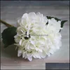 Party Supplies Artificial Hydrangea Flower Head 47Cm Fake Silk Single Real Touch Hydrangeas 8 Colors For Wedding Centerpieces Home Drop Deli