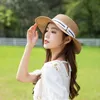 Wide Brim Hats Letter Hat For Women Panama Summer Beach Sun Female Casual Lady Flat Straw Cap Girls Chapeu FemininoWide